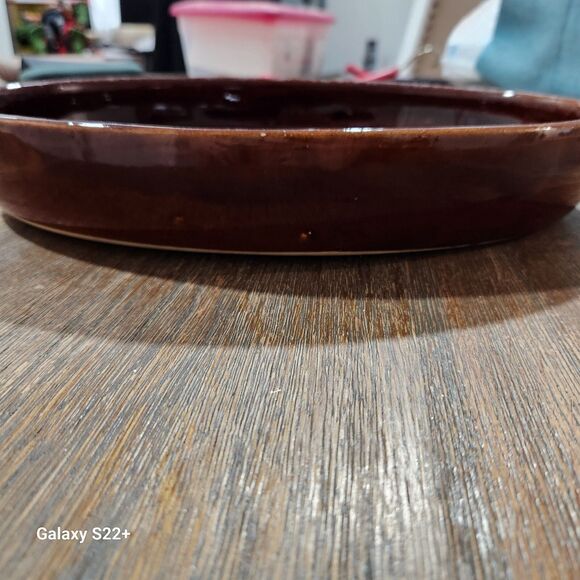 Pate Schaal Dik Glazuur Bruine Vintage Franse Oven Plate Retro Peasant Cottage - Picture 3 of 3